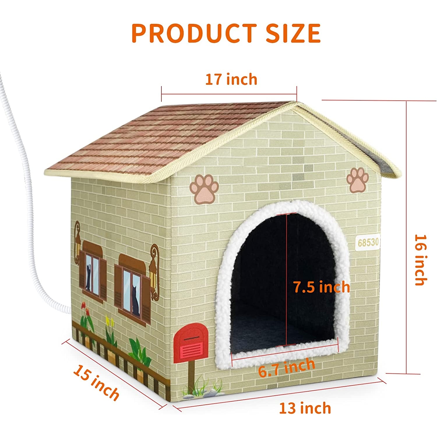 Large Heated Cat House for Outdoor Cats in Winter，Weatherproof Heated Cat Houses with Pet Heating Pad, Providing Warm and Cozy Homefor Your Pet,Easy to Assemble