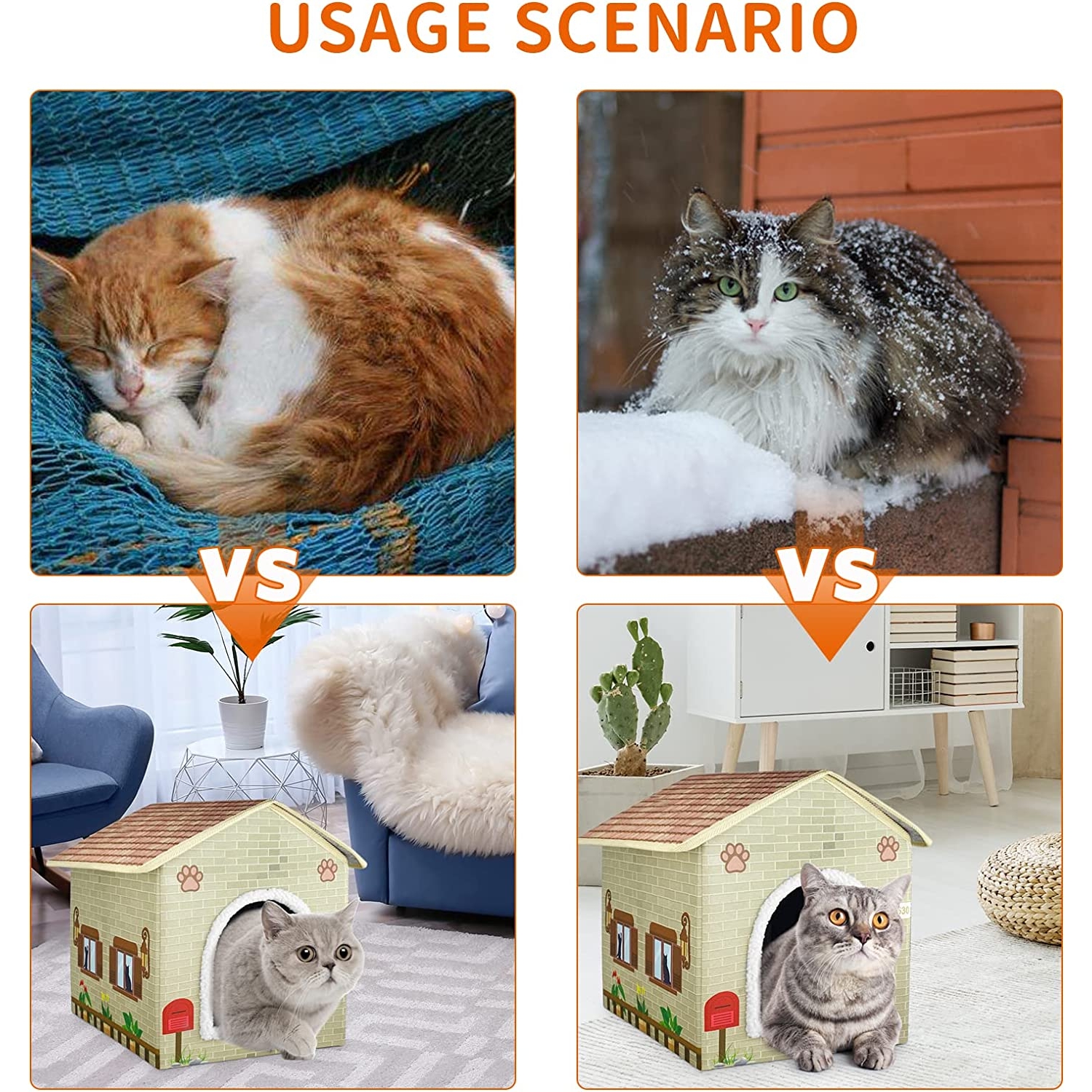 Large Heated Cat House for Outdoor Cats in Winter，Weatherproof Heated Cat Houses with Pet Heating Pad, Providing Warm and Cozy Homefor Your Pet,Easy to Assemble