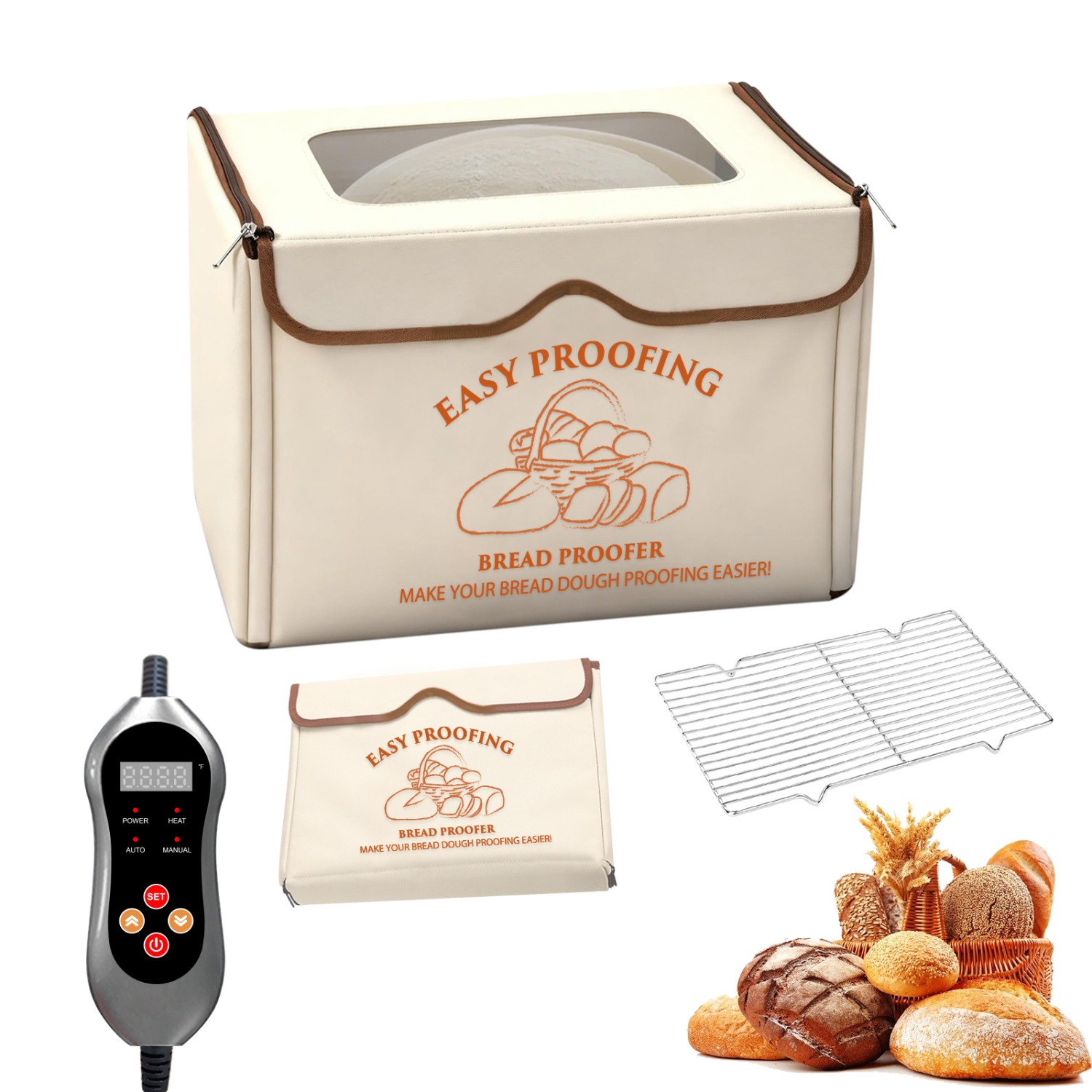Dough Proofer with Heater, Bread Pizza Dough Proofing Box Temperature Control Proofing