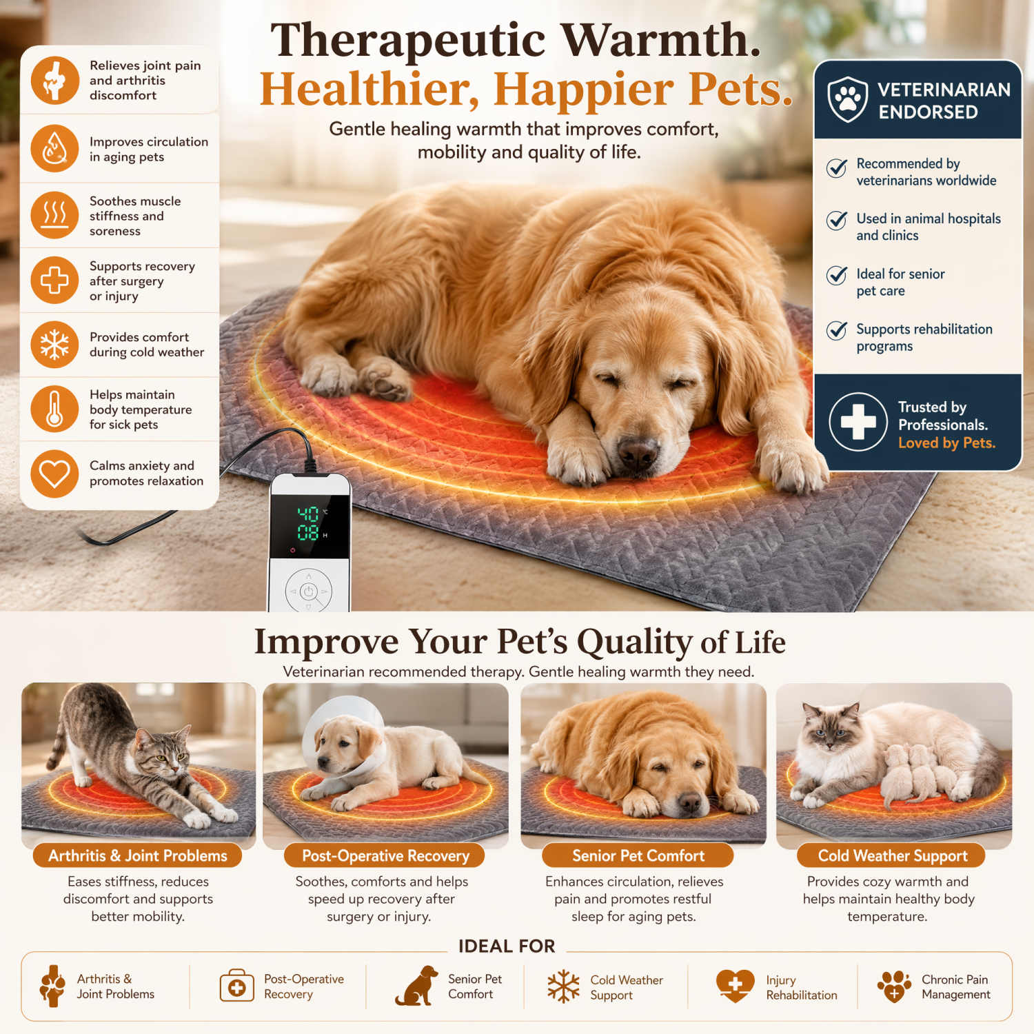 Pet heating pad for cat kitten dog puppies with auto on off fuction