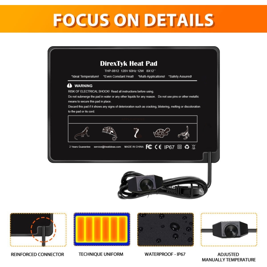 reptile heat pad mat with thermostat